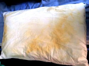 sweat stained pillow